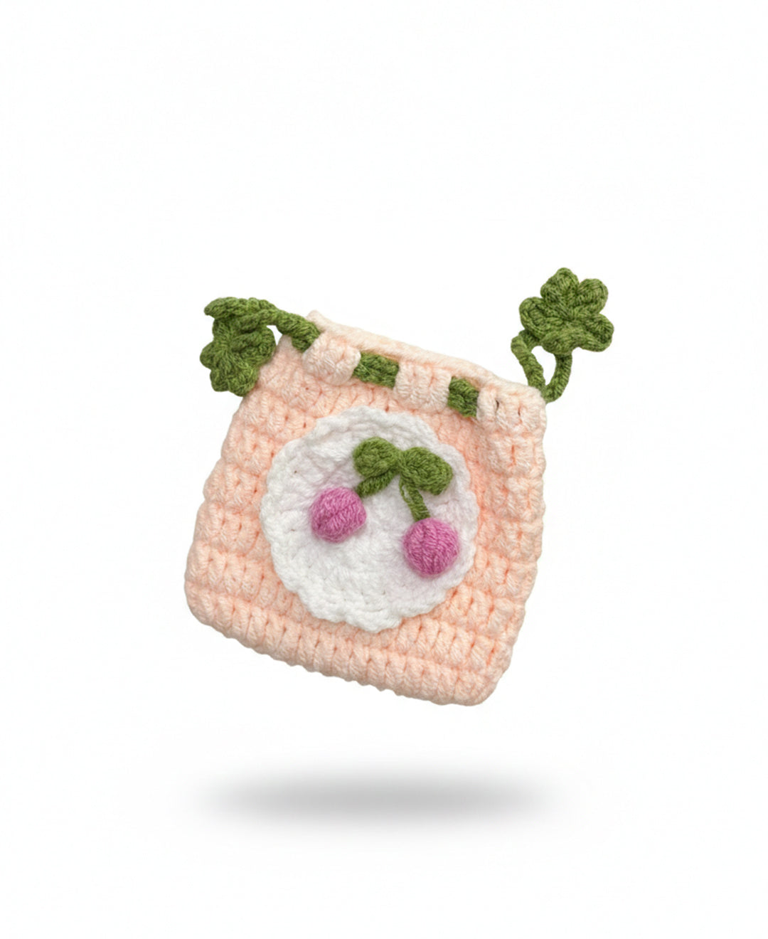Handmade Crochet Pink Cherry Pouch