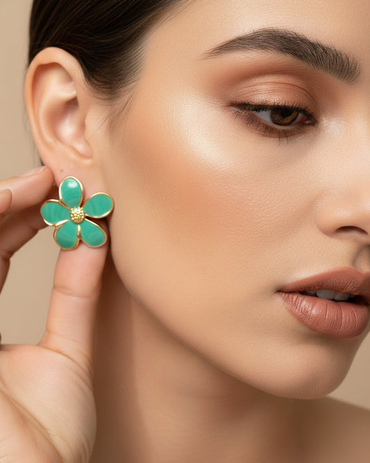 Blue Flower Stud Earrings