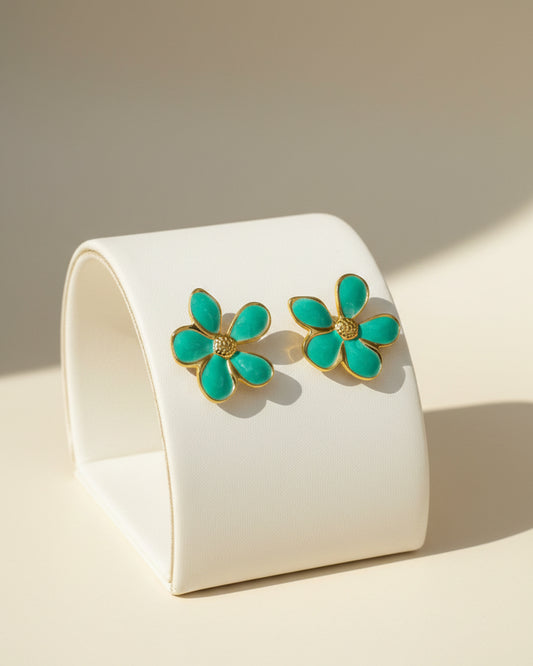 Blue Flower Stud Earrings