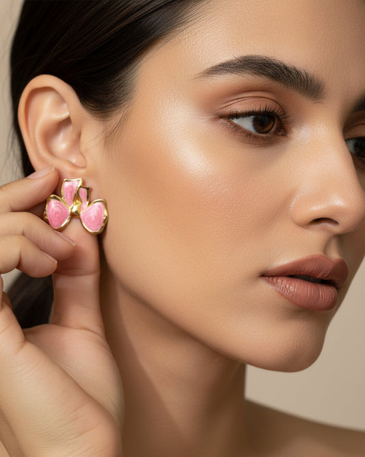 Enamel Gold Plated Stud Earring