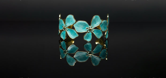 Floral Blue Enamel Bracelet