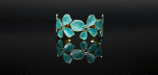 Floral Blue Enamel Bracelet