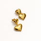 Gold Plated Anti Tarnish Double Heart Drop Earrings