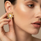 The Gala Gold Sunflower Stud Earrings With White Center